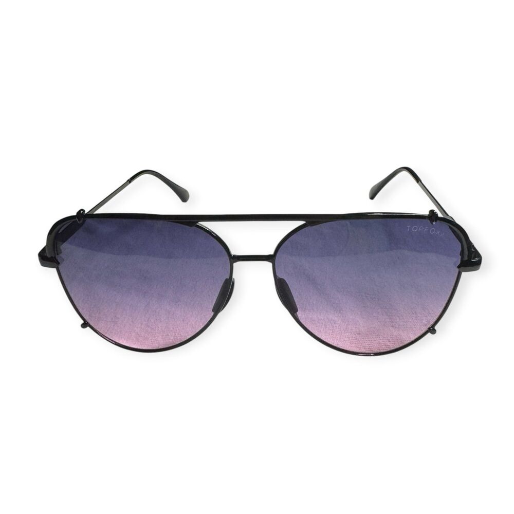 Topfoxx Black Frame Aviator Sunglasses with Gradient Purple-Pink Lenses - Picture 2 of 6